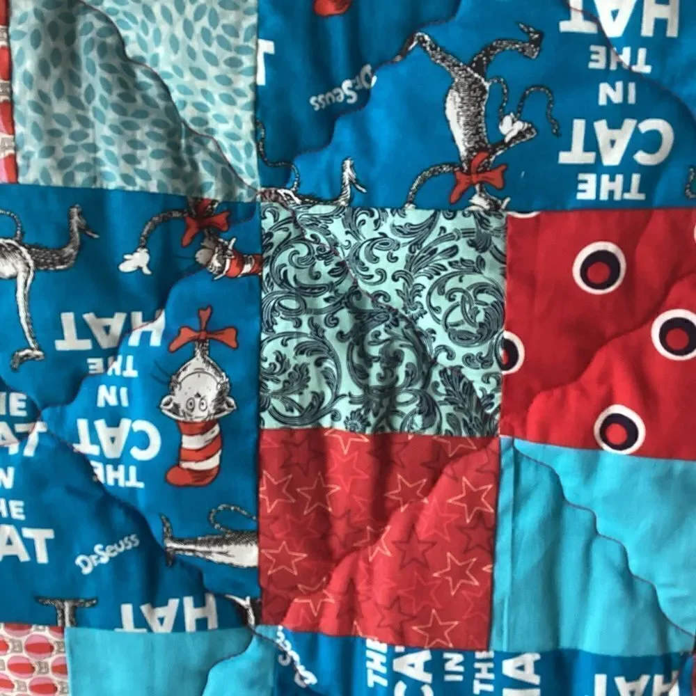 NWT. Hand Crafted  Dr. Seuss’ Cat in The Hat Lap Quilt